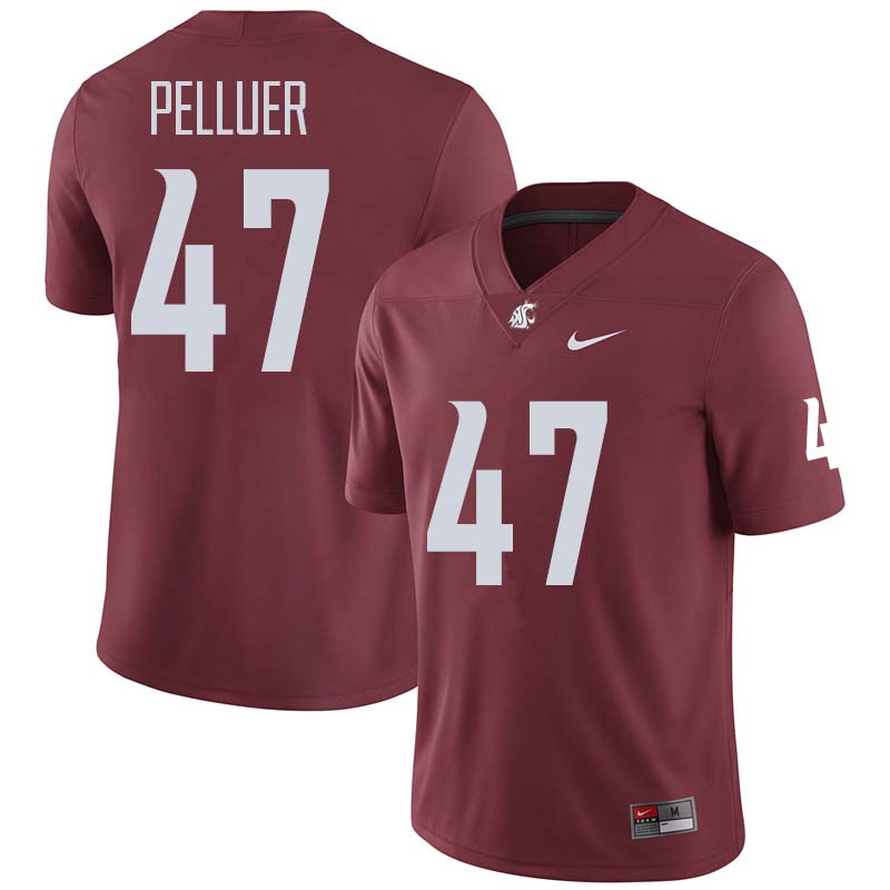 Men #47 Peyton Pelluer Washington State Cougars College Football Jerseys Sale-Crimson